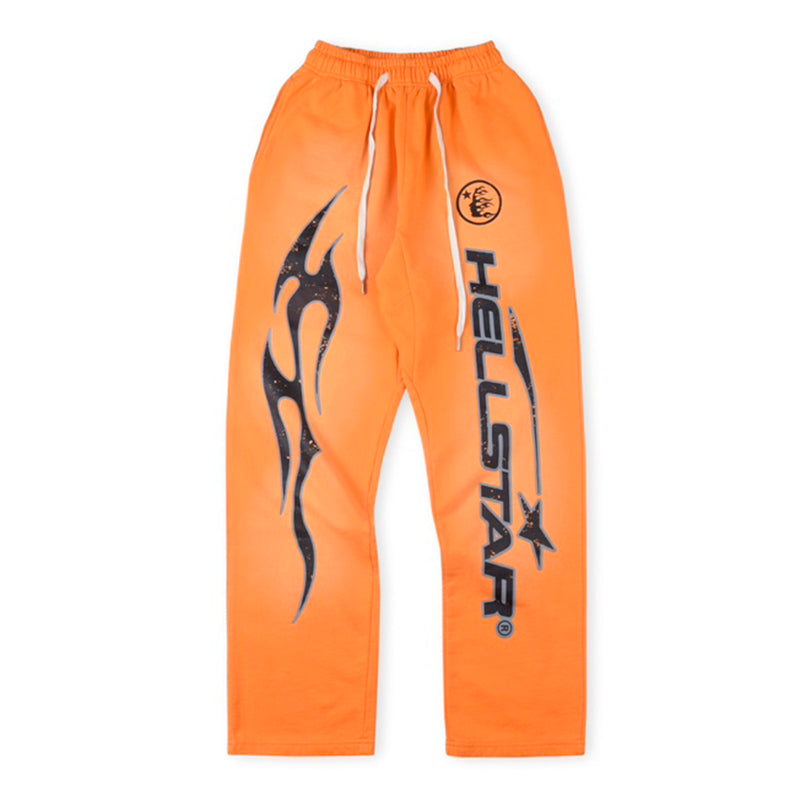 Hellstar Fire Orange Closed Elastic Bottom Sweatpants