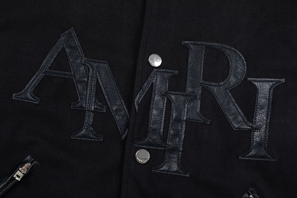 AMIRI Staggered Logo Varsity Jacket – Black