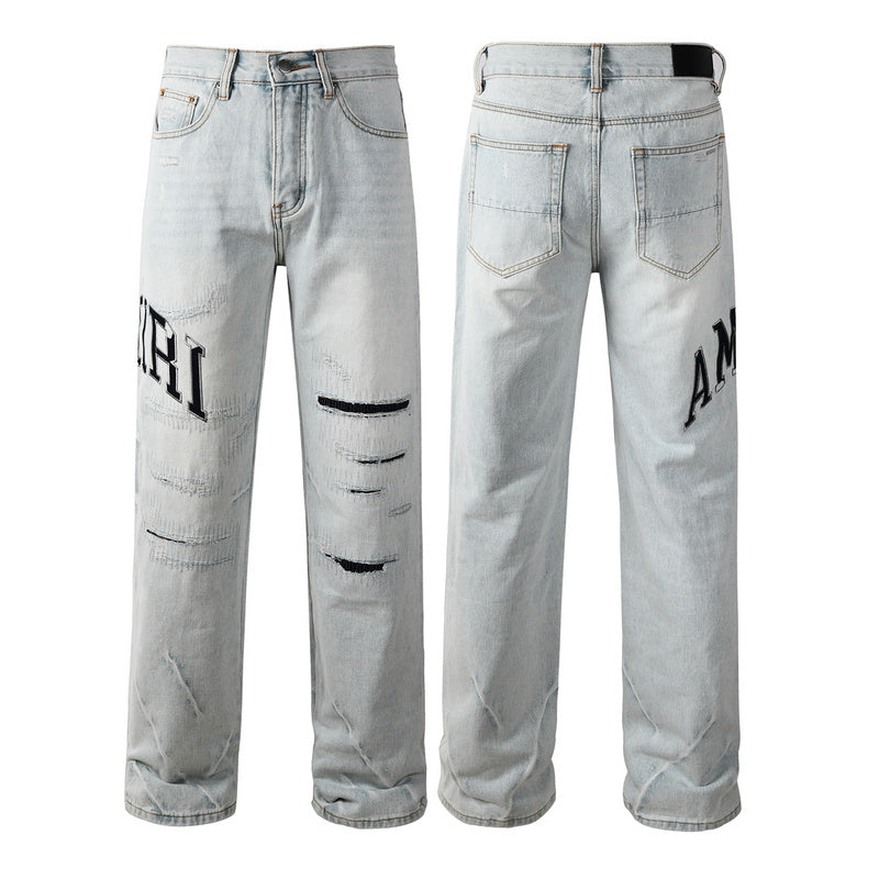 AMIRI Straight Leg Distressed Jeans #8916
