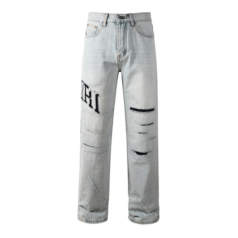AMIRI Straight Leg Distressed Jeans #8916