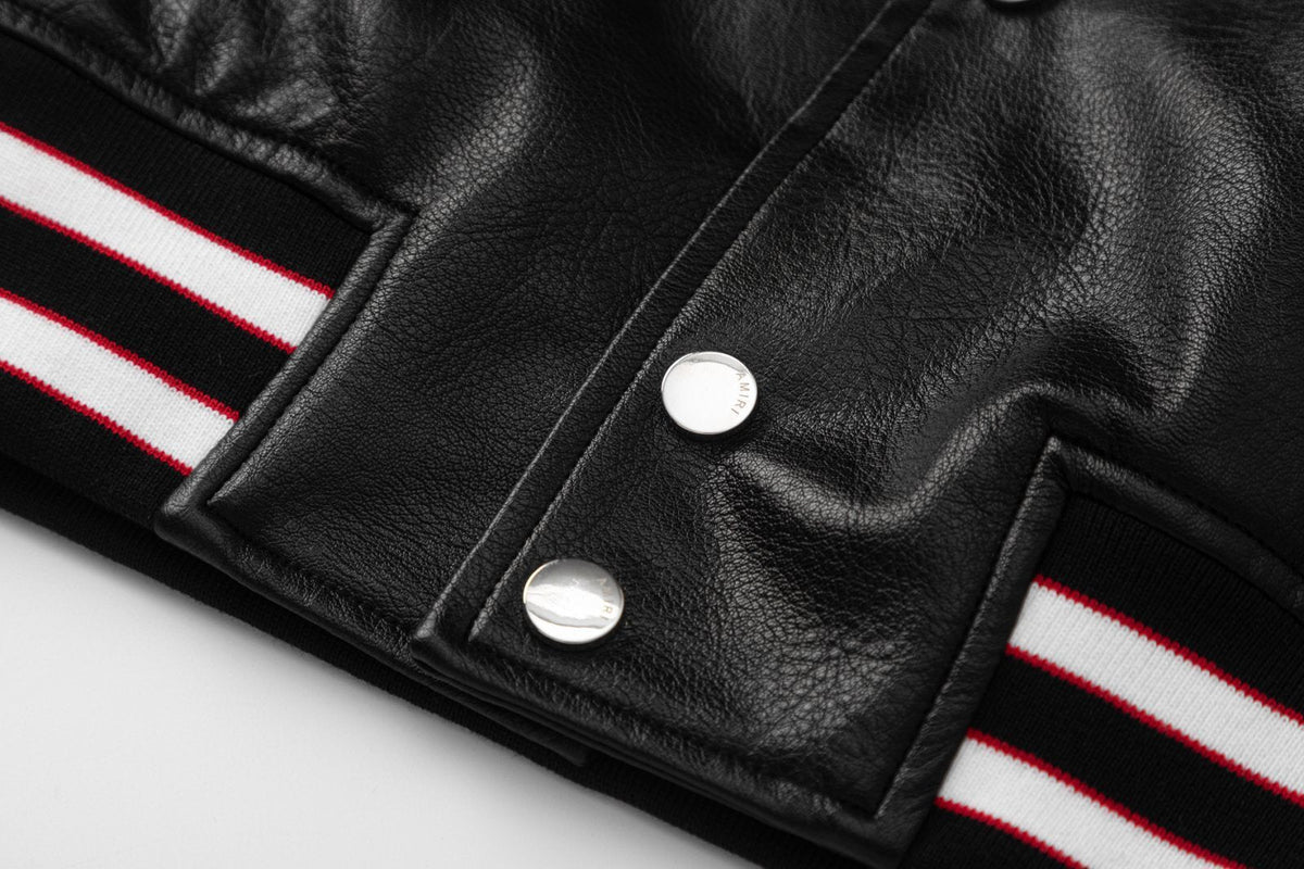 AMIRI Club Leather Varsity Jacket – Black