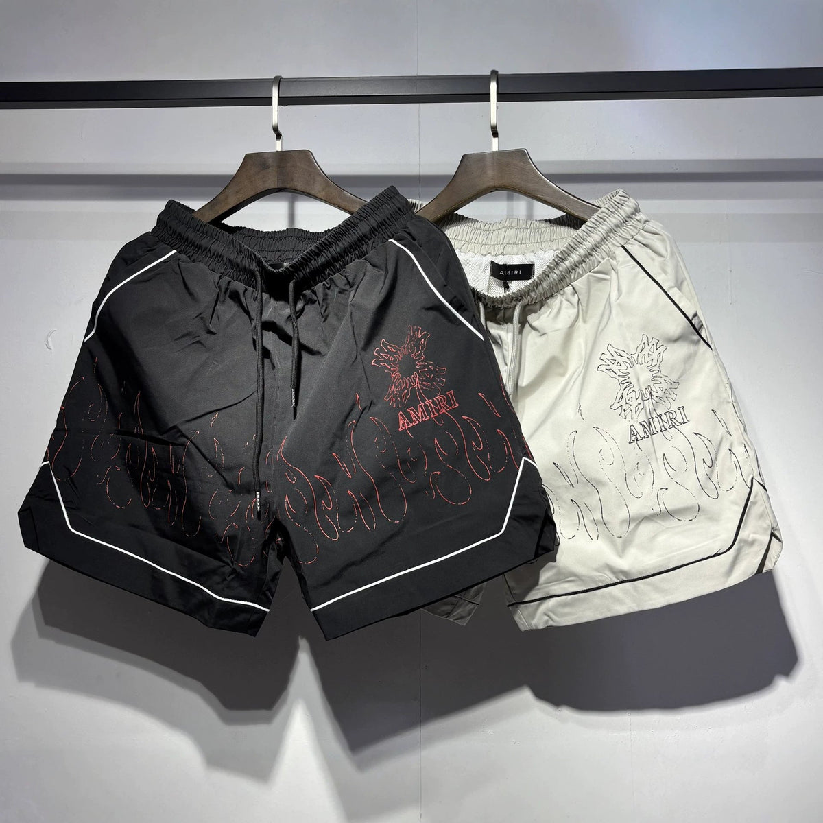 AMIRI Straight-Leg Printed Silk-Twill Drawstring Shorts