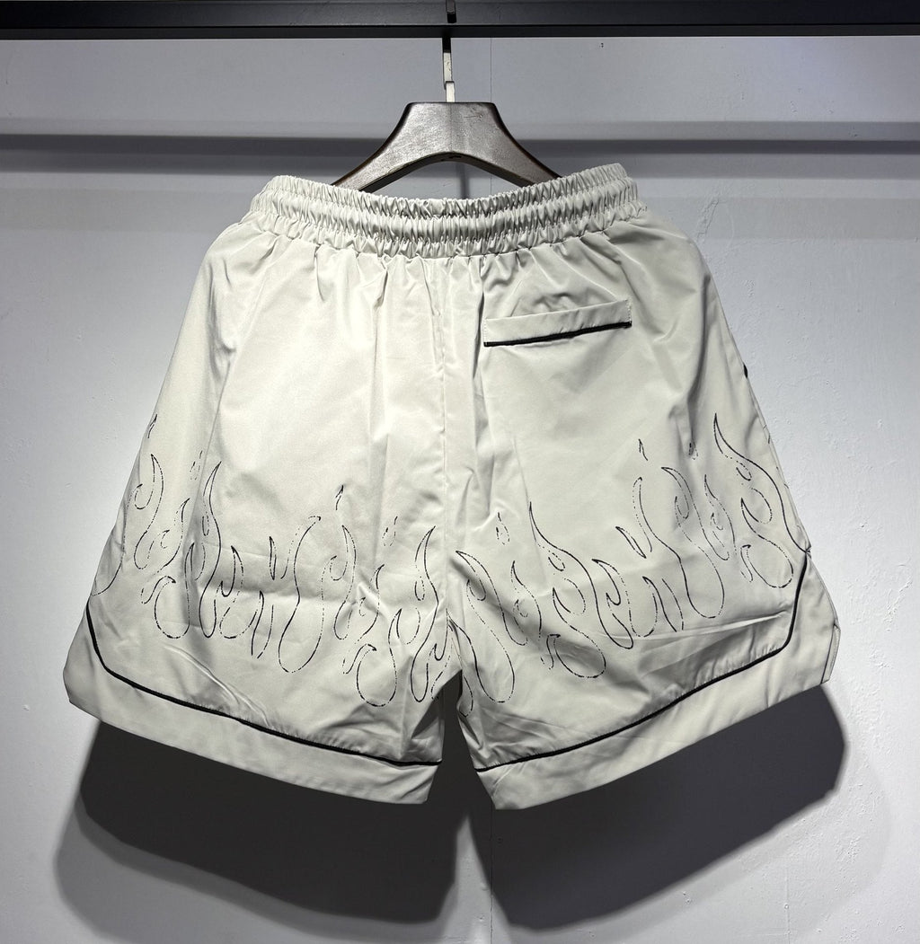 AMIRI Straight-Leg Printed Silk-Twill Drawstring Shorts