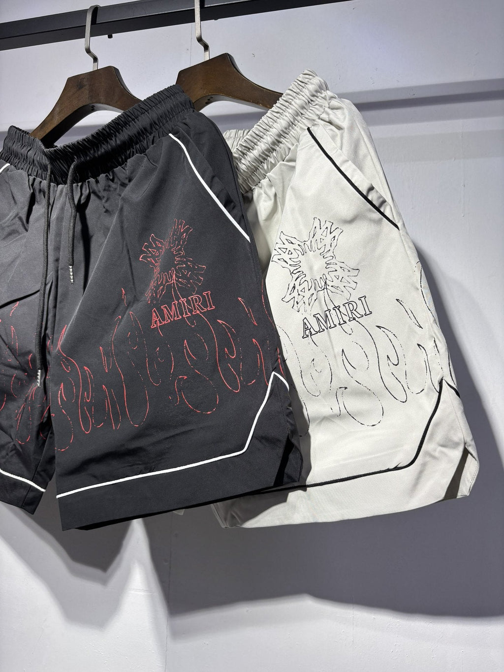 AMIRI Straight-Leg Printed Silk-Twill Drawstring Shorts