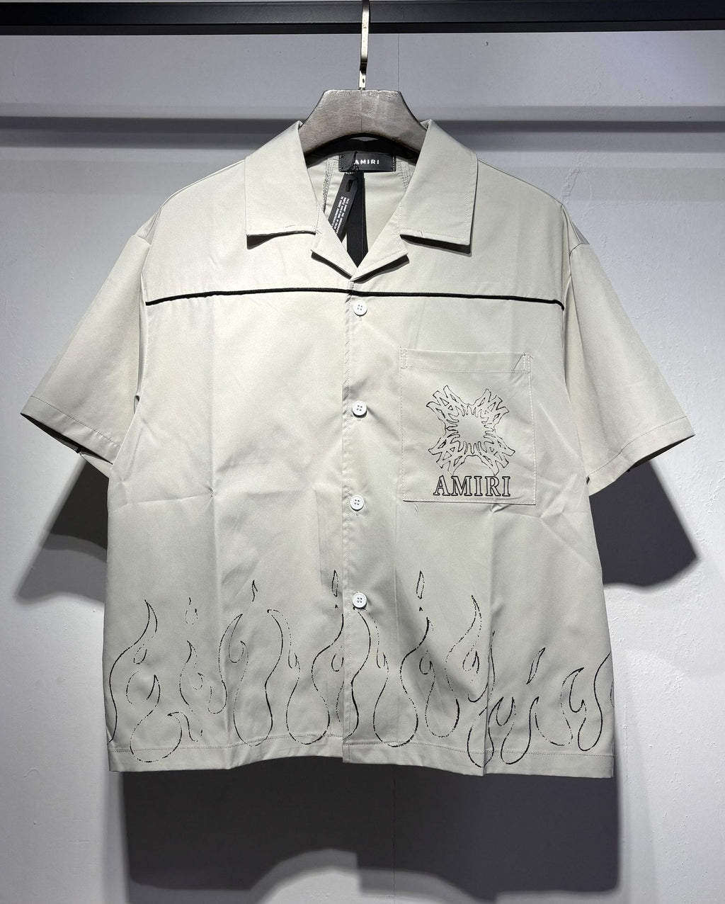 AMIRI Convertible-Collar Printed Silk-Twill Shirt
