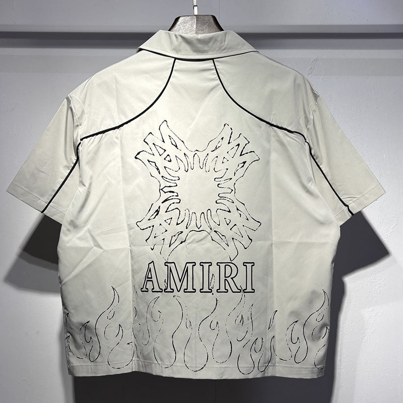 AMIRI Convertible-Collar Printed Silk-Twill Shirt