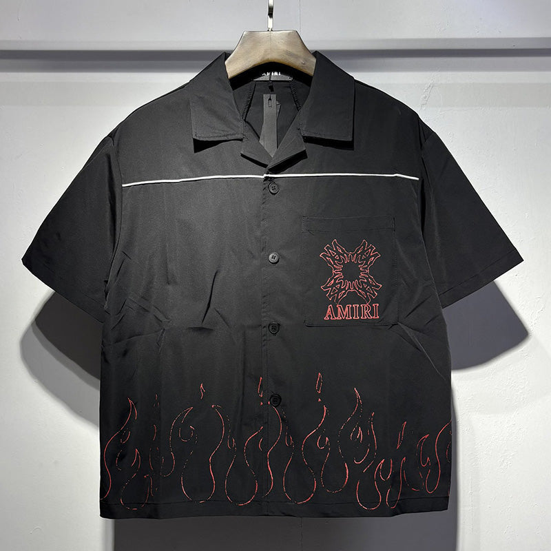 AMIRI Convertible-Collar Printed Silk-Twill Shirt