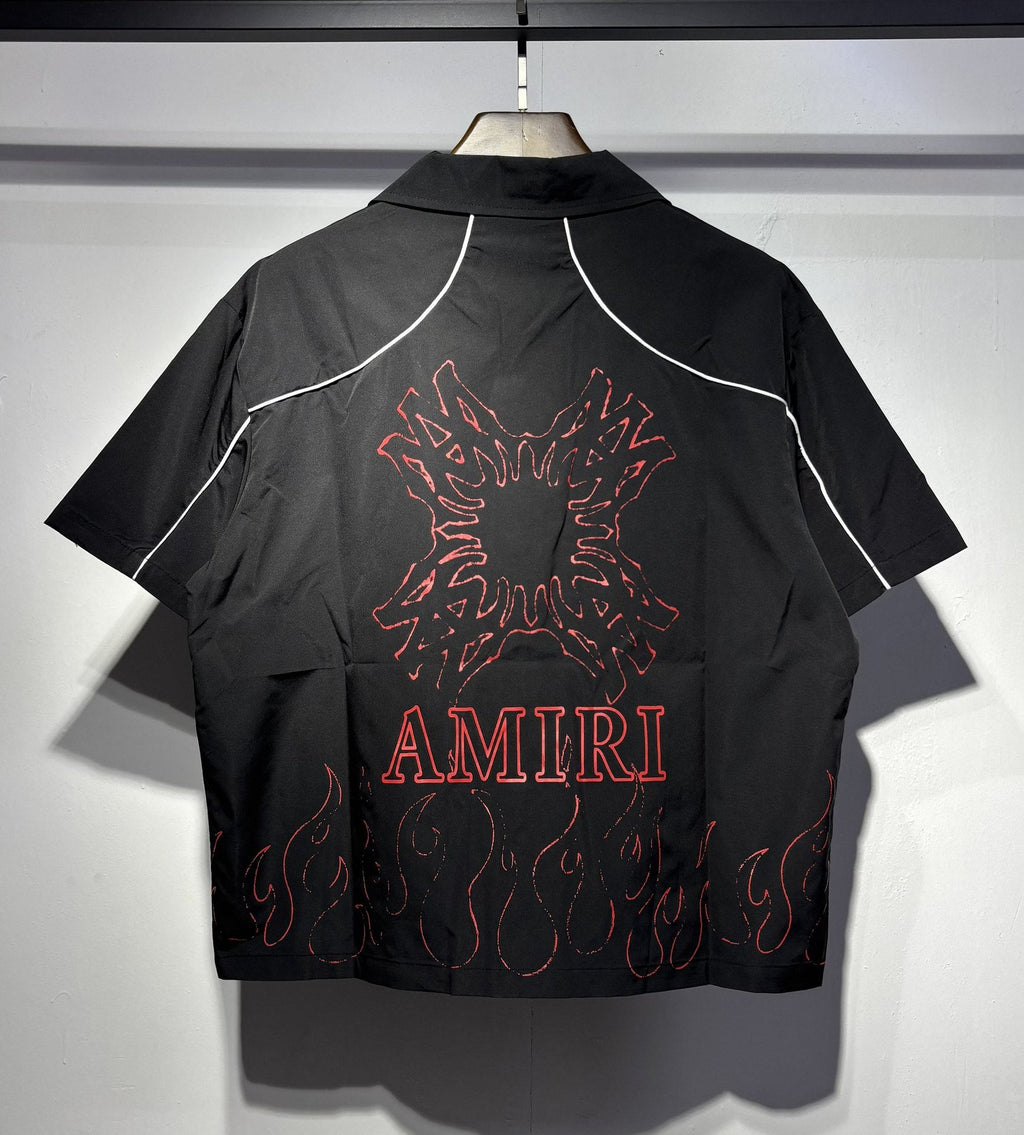 AMIRI Convertible-Collar Printed Silk-Twill Shirt