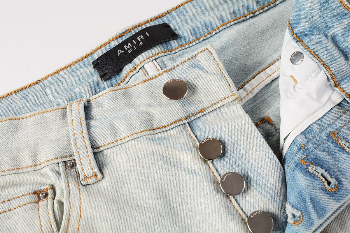 AMIRI Slim Jeans #8990 – Distressed Cotton Denim