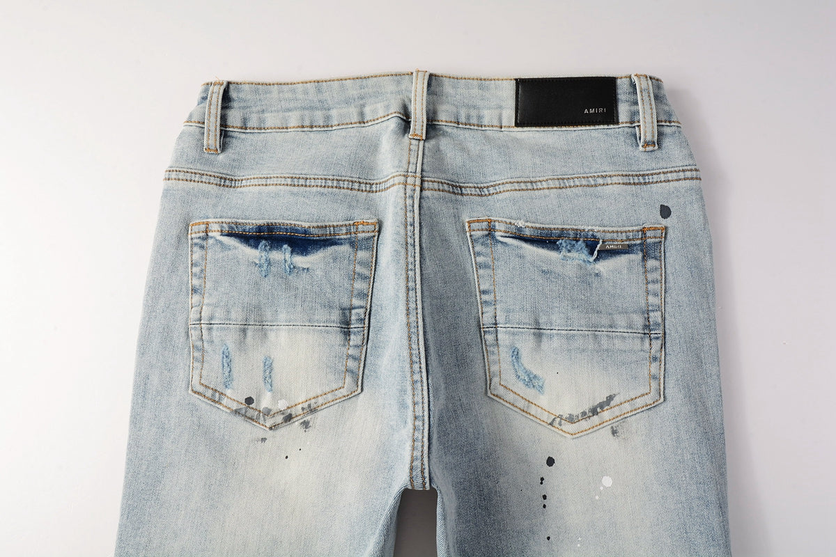 AMIRI Slim Jeans #8899 – Distressed Cotton Denim